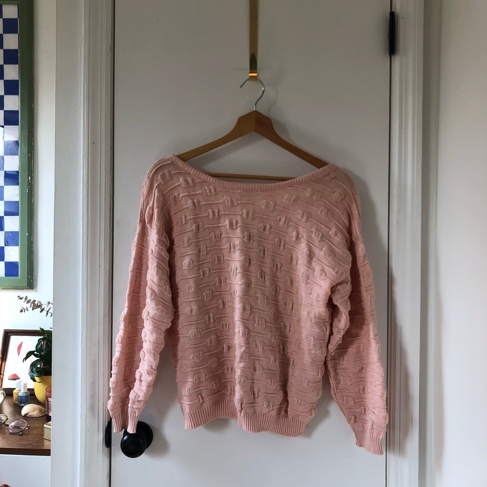IZOD Vintage Textured Knit Pink Pullover 80s 90s Preppy Retro